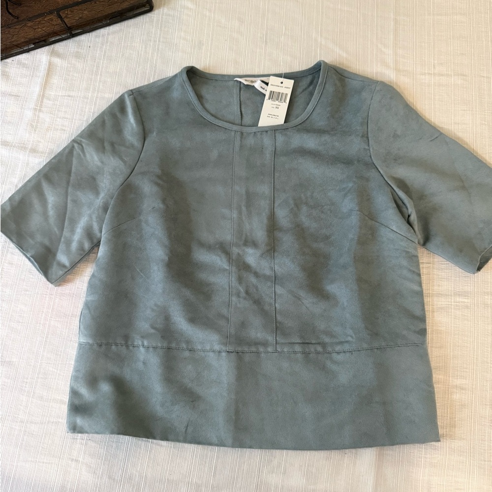 BCBG Rock Blue Suede Top